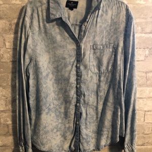 Blue dye jean button up